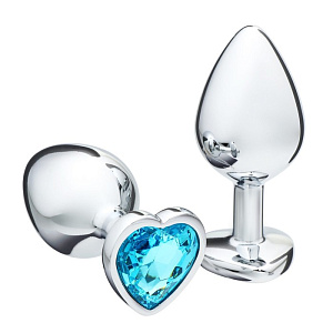 Анальная пробка средняя Оки-Чпоки с кристаллом в виде сердечка